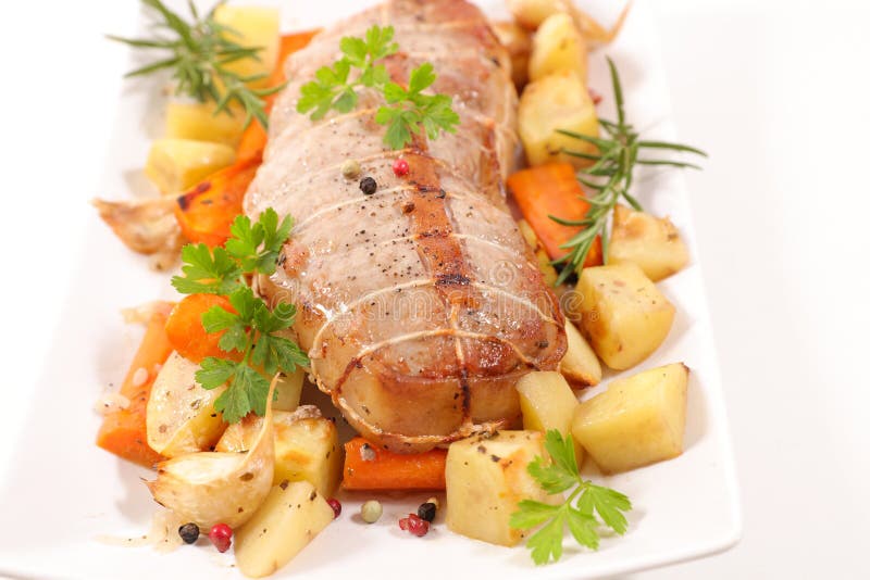 Roasted Beef or Veal with Vegetable Stock Photo Image of cookery