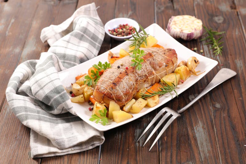 Roasted Beef or Veal with Vegetable Stock Photo Image of cookery