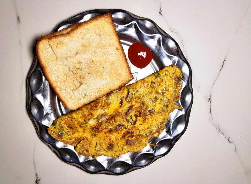 Roasted bread and omelette stock image Roasted bread and omelette stock image