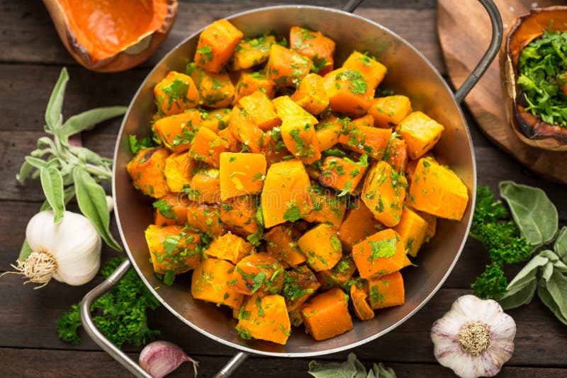 Roasted Butternut Squash with Spices Stock Image - Image of gourd ...