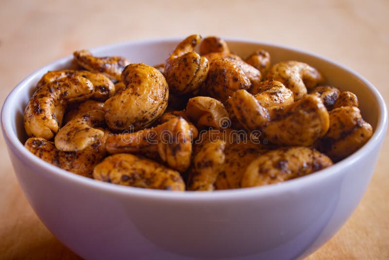 Roasted Cashew Nuts with Salt and Black Pepper Mix Stock Photo Image