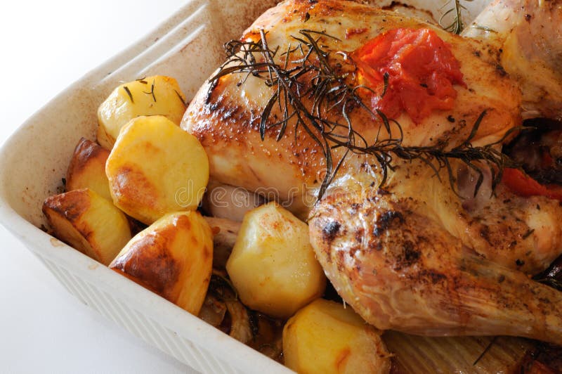 Dutch Oven Roasted Chicken with Potatoes 2 Stock Photo Image of citrus, small 28389532