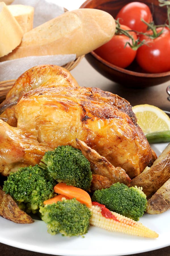 Roasted Chicken stock image. Image of meat, potatoes 16166629
