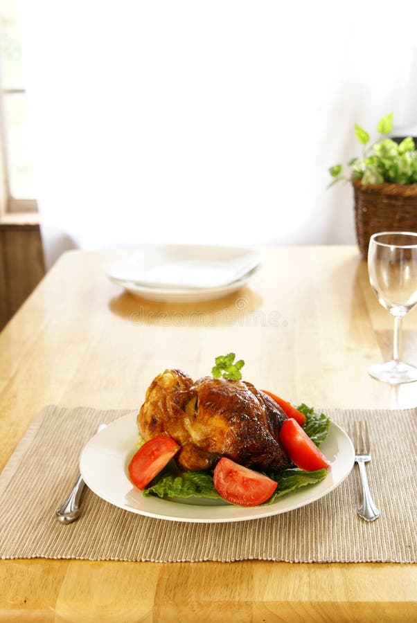 Roasted Chicken stock photo. Image of placemat, dishes 4062422