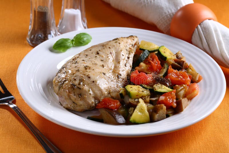 Roasted chicken fillet stock photography