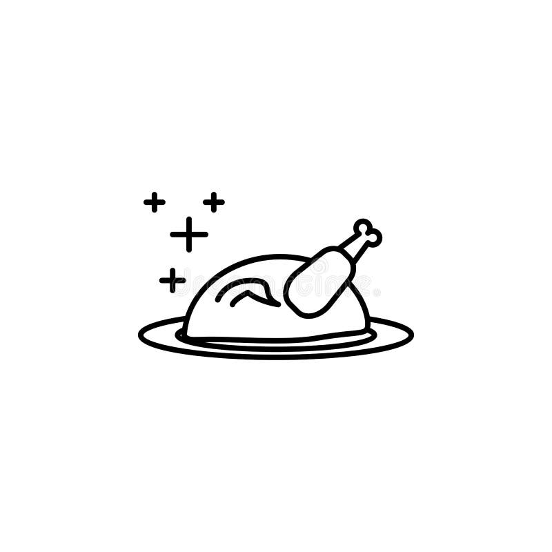 Roasted chicken icon. Element of new year oarty outline icon. Thin line icon for website design and development, app development. vector illustration
