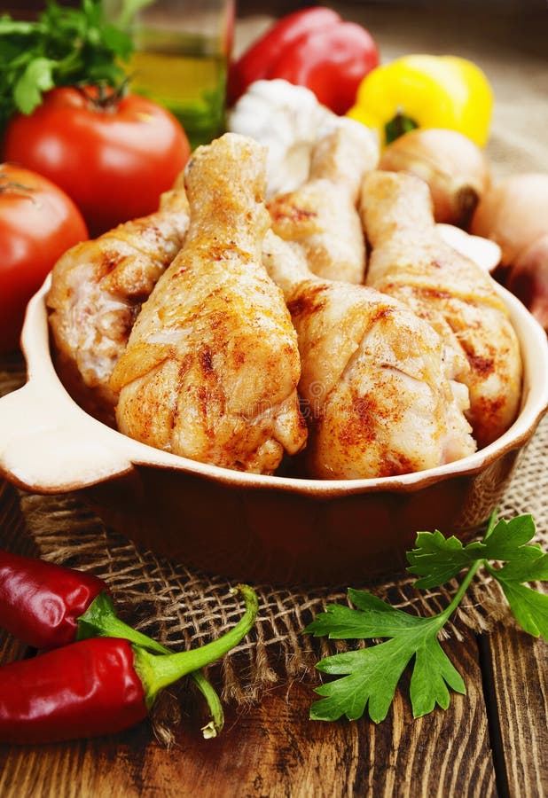 Roasted Chicken Thighs with Vegetables Stock Image Image of cuisine