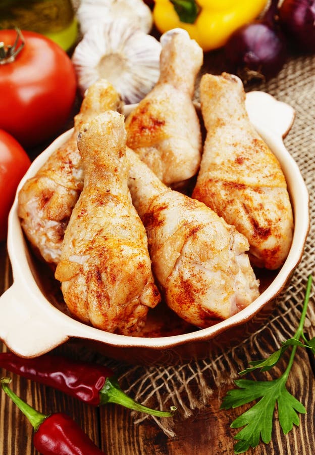 Roasted Chicken Thighs with Vegetables Stock Image Image of cuisine