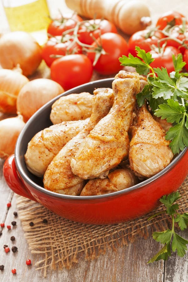 Roasted Chicken Thighs with Vegetables Stock Image Image of cuisine