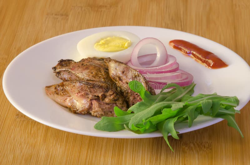 Roasted Chicken Liver with Vegetables Stock Photo Image of dish