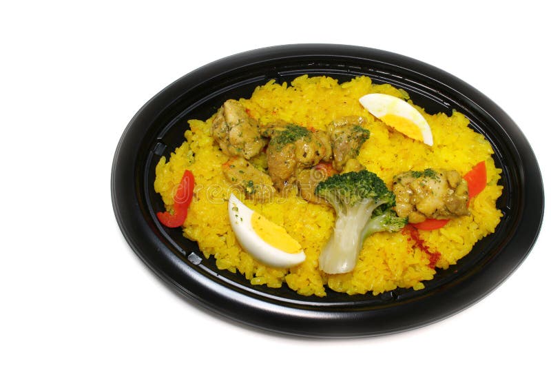 Roasted Chicken Paella Plate in the White Stock Photo Image of dinner, prepared 65494914