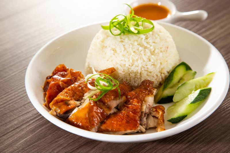 Roasted Chicken Rice from a Hawker Stall Stock Photo Image of