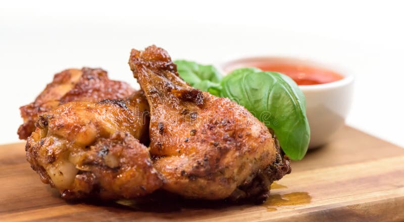 Roasted chicken wings - banner design - macro, closeup stock photo Roasted chicken wings - banner design - macro, closeup stock photo