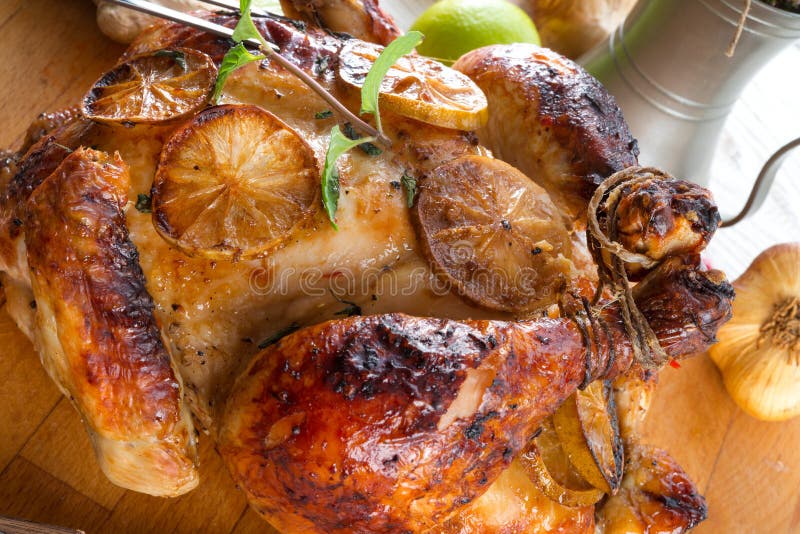 Chickens Roast with Baking Potatoes Stock Image Image of kitchen