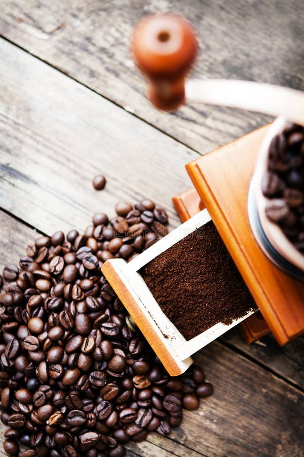 Roasted Coffee Beans and Coffee Grinder. Stock Image Image of macro