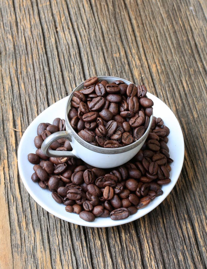 Roasted Coffee Beans in Cup Stock Image Image of plate, coffee 36695851