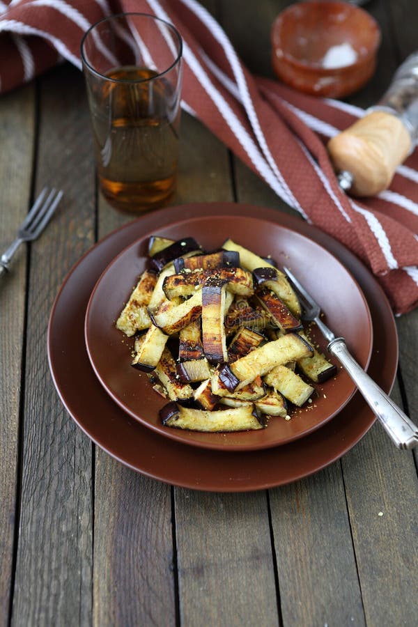 Roasted Eggplant with Spices in a Bowl Stock Image Image of roasted