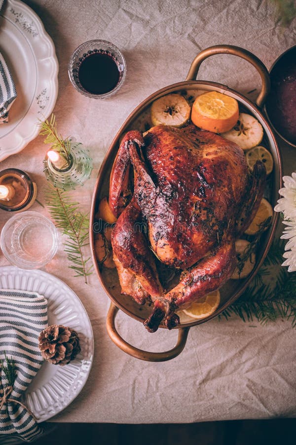 Roasted Festive Thanksgiving Day Turkey On Festive Table ...