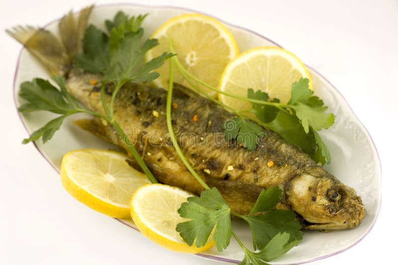 Roasted fish with lemon