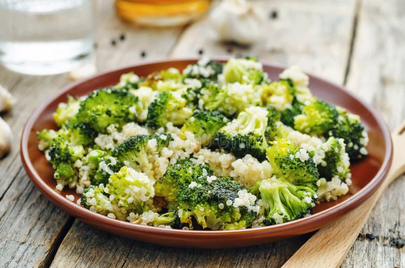 Roasted Garlic Broccoli Quinoa Salad Stock Photo Image of full, mixed