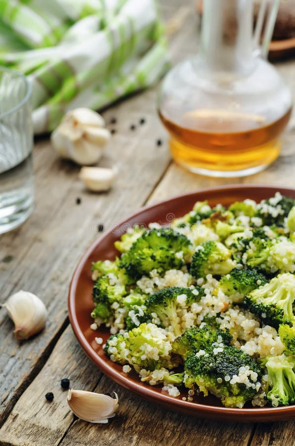 Roasted Garlic Broccoli Quinoa Salad Stock Photo Image of garlic