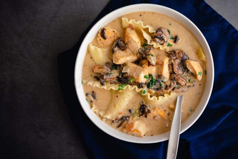 Roasted Garlic White Chicken Lasagna Soup Stock Photo Image of