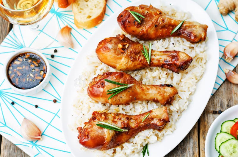 Roasted Honey Soy Garlic Ginger Chicken Stock Image Image of