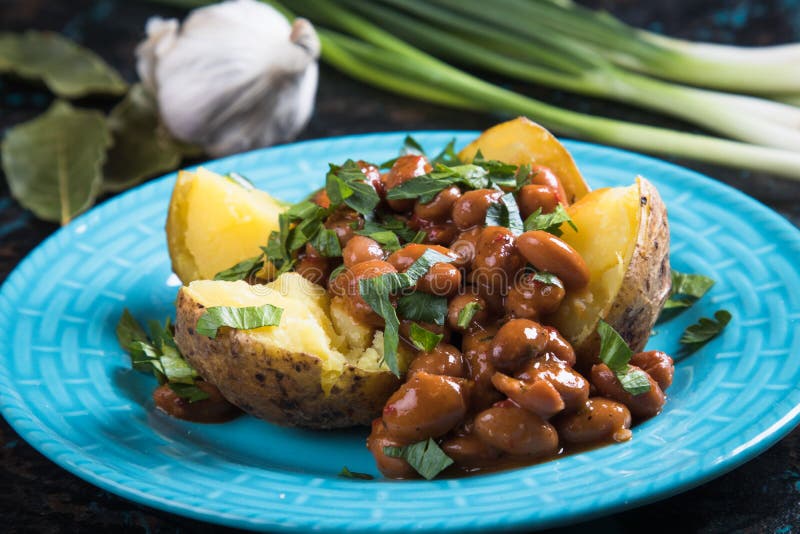 Refried Beand with Jacket Potato Stock Photo Image of plate, kidney