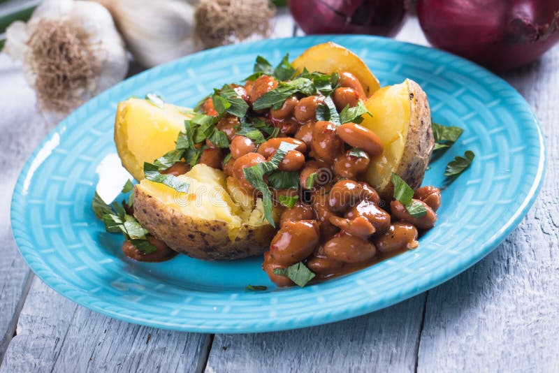 Refried Beand with Jacket Potato Stock Photo Image of beans