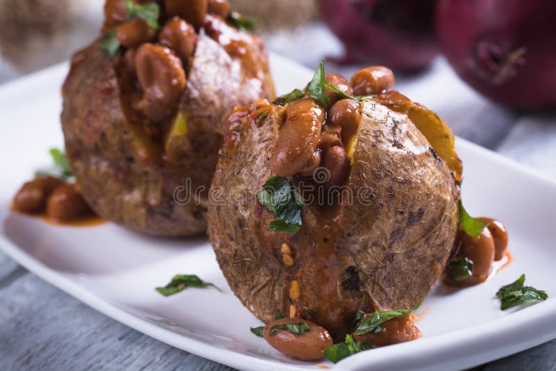 Refried Beand with Jacket Potato Stock Image Image of cuisine