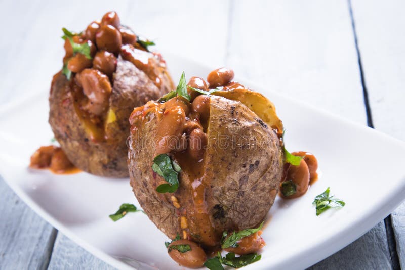 Refried Beand with Jacket Potato Stock Image Image of meal, food