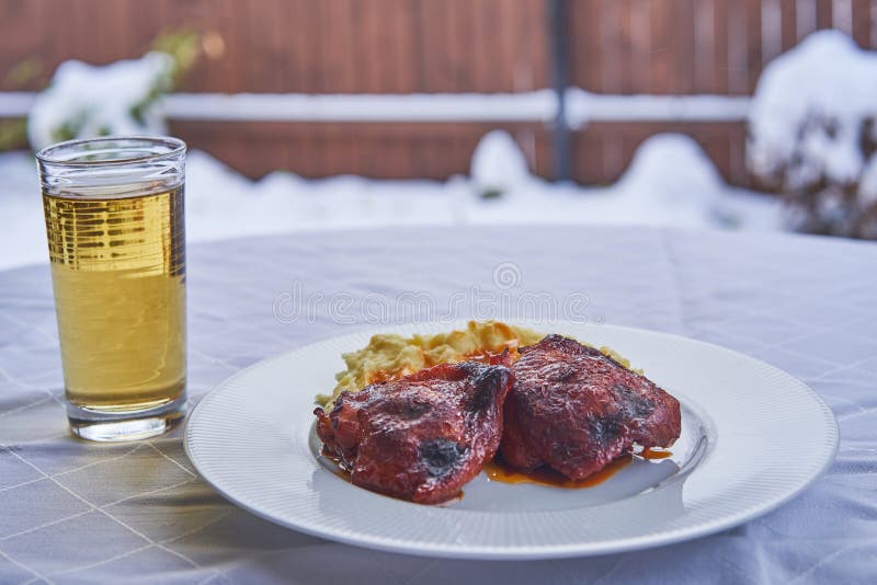 Roasted Korean Style Spicy Chicken. Stock Photo - Image of food