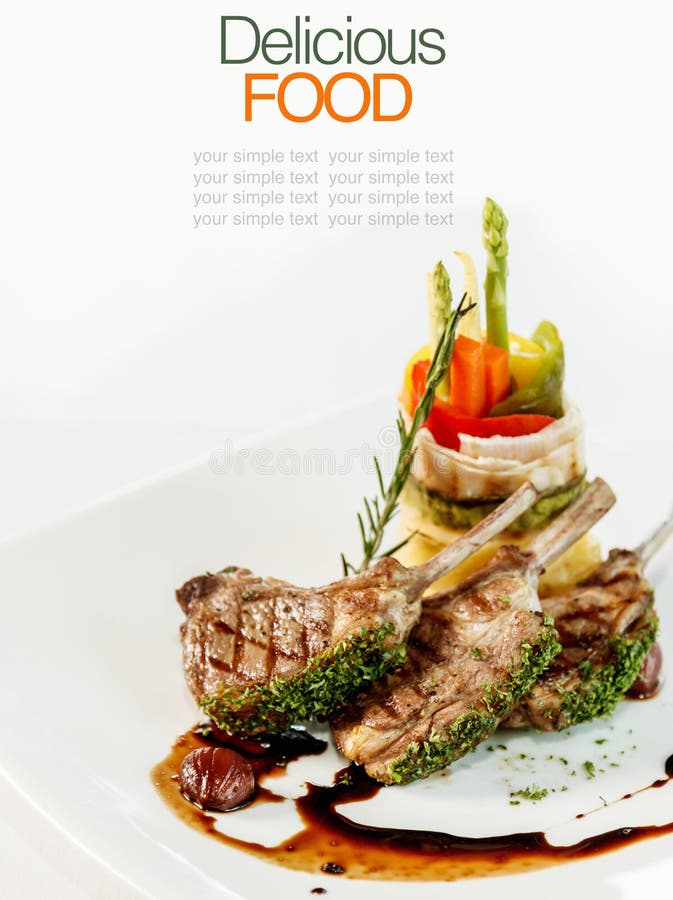 Roasted Lamb Chops with Vegetables Stock Image Image of roast, green 55627649