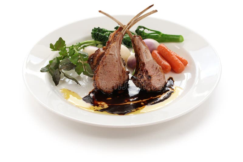 Roasted Lamb Ribs Loin Chop on a Stone Surface Stock Image Image of