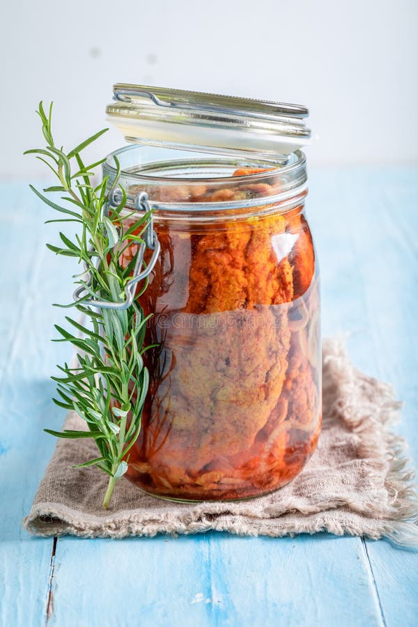 Roasted Mackerel Marinated in Vinegar with Onion in Jar Stock Image