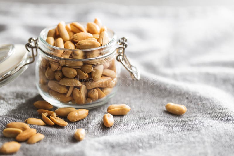 Roasted Peeled Peanuts in Jar Stock Image Image of crop, macro 250044743