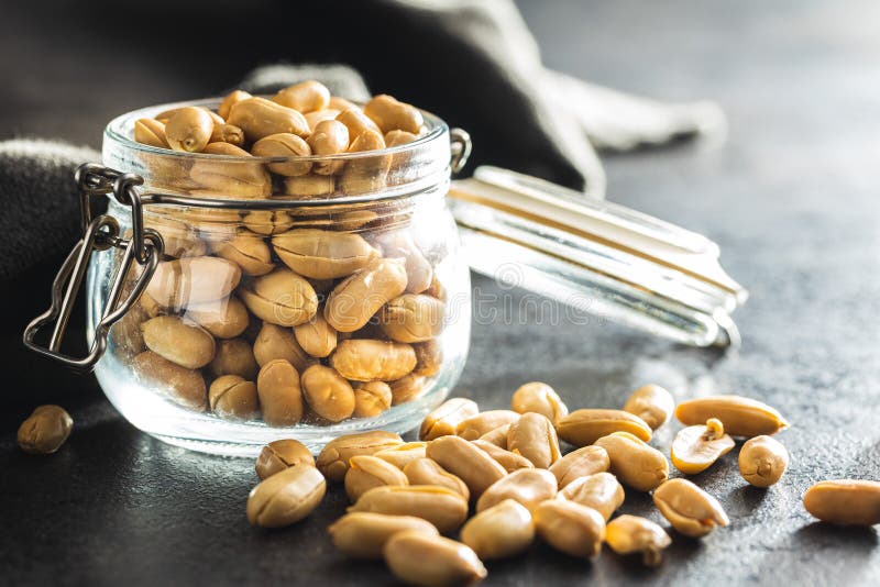 Roasted Peeled Peanuts in Jar Stock Image Image of nutrition, macro