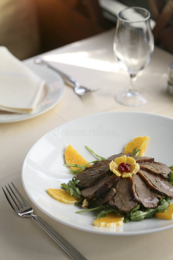 Roasted Peking duck slices stock photography