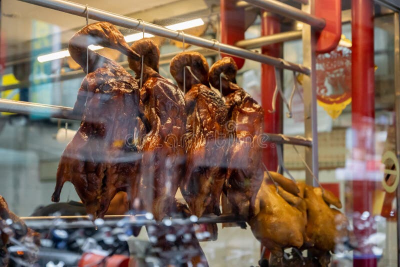 Roasted Peking ducks stock photo