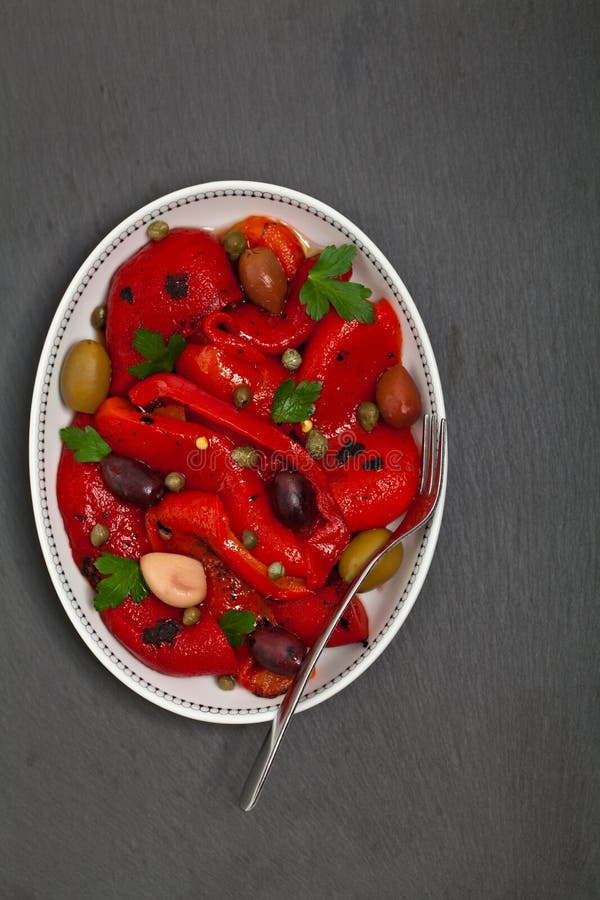 Roasted Pepper Salad stock photo. Image of food, olives 66808296