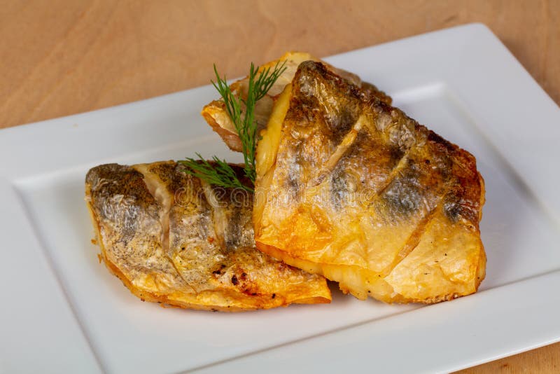 Roasted pike perch royalty free stock photo