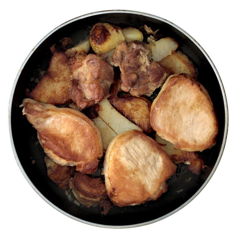 Roasted pork on frying-pan