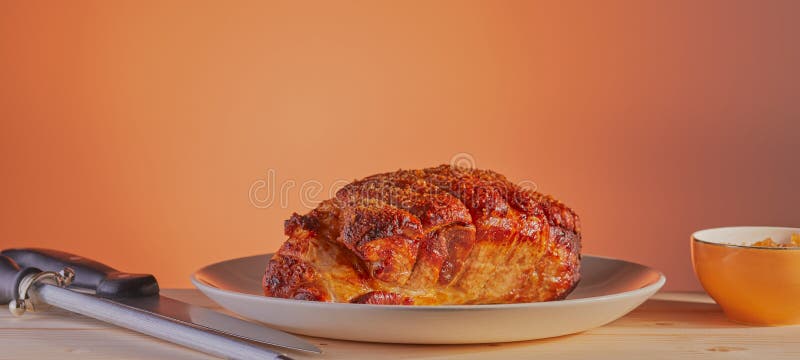 Roasted pork joint. stock photo. Image of close, cooking 263344496