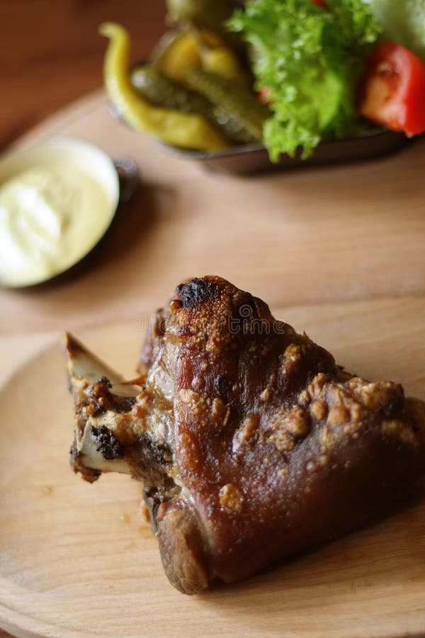 Roasted Pork Knee in a Czech Restaurant Stock Image Image of