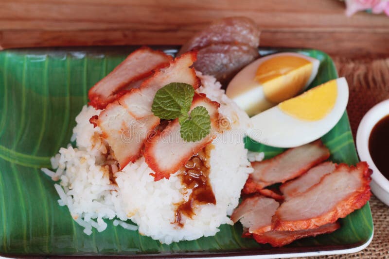 Crispy Roasted Pork Stir Fry with Vegetables and Rice. Stock Photo Image of lifestyle