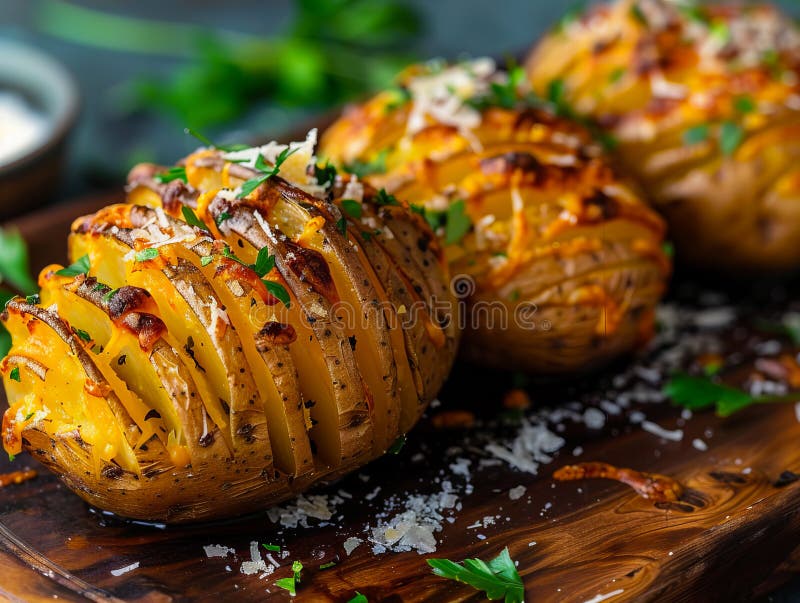 Roasted Potatoes with Parmesan Cheese and Herbs Stock Photo - Image of