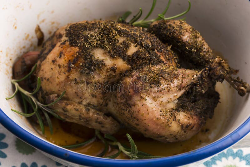 Roasted quail with herbs stock image. Image of closeup 53057813