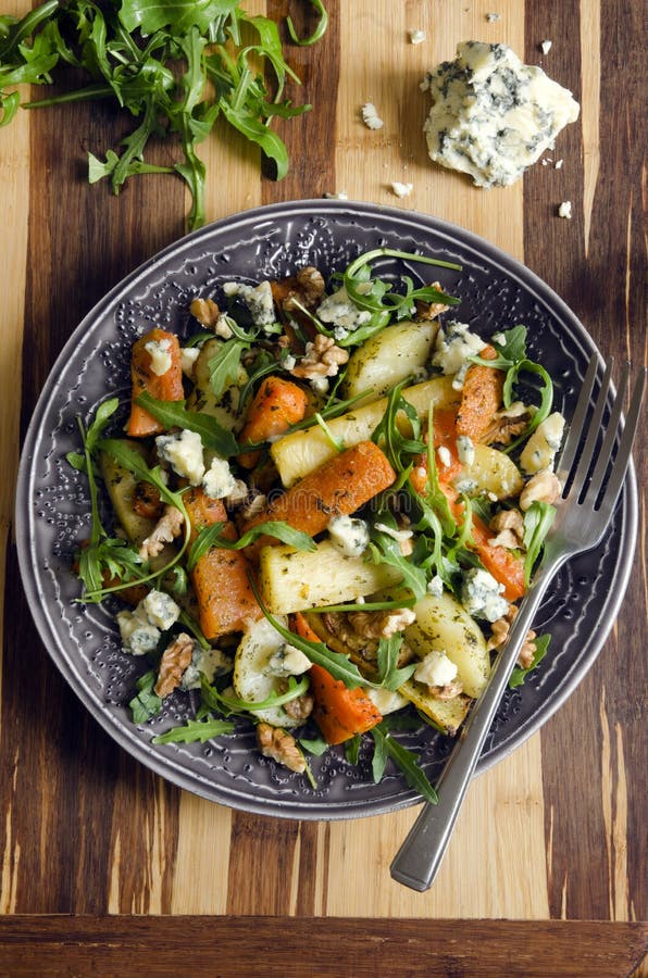 Roasted root and rocket salad