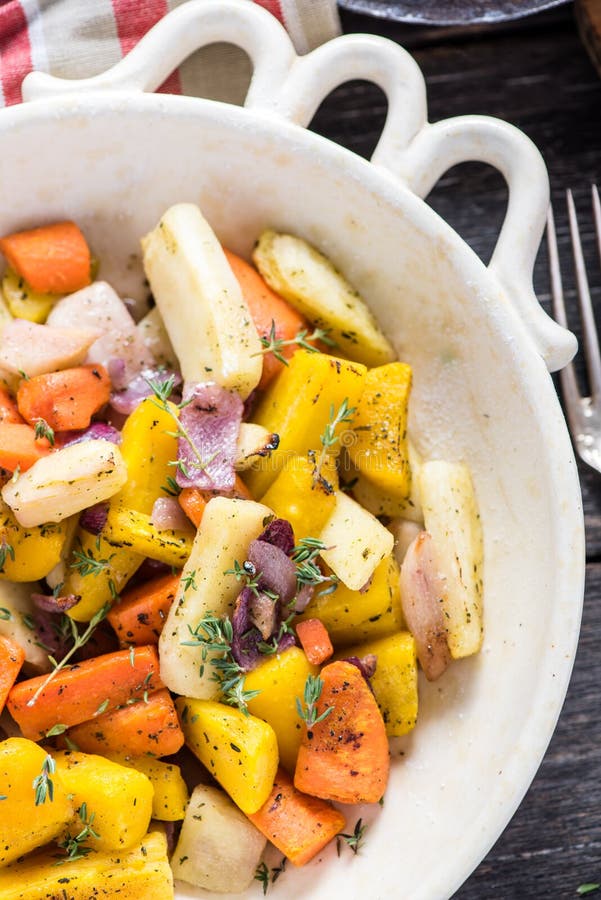 Roasted root vegetables stock image. Image of dish, food 63070687