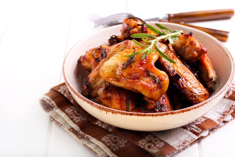 Roasted Rosemary Chicken Wings Stock Photo Image of baked, appetizer